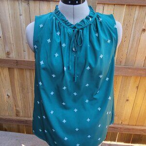 Merona Women's Green tie neck sleeveless top medium